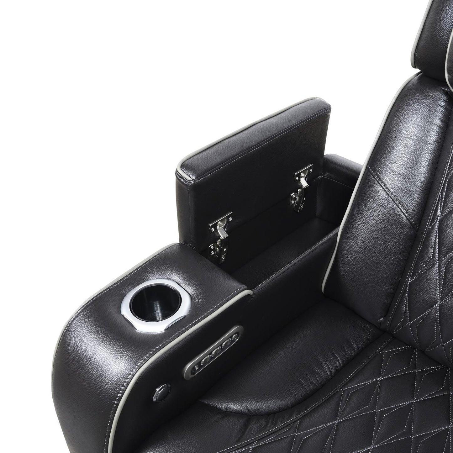 U70 - Power Reclining Sofa With Power Headrest, Reading Light, Massage, Heat, Ambient Lighting - Black