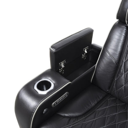 U70 - Power Reclining Sofa With Power Headrest, Reading Light, Massage, Heat, Ambient Lighting - Black