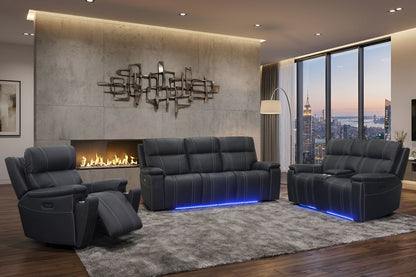 Hartley - Reclining Sofa With Power Headrest & Footrest - Black