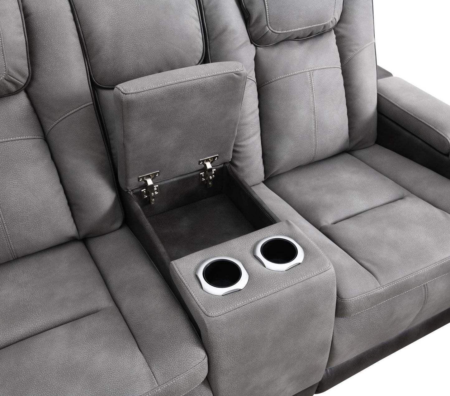 U77 - Power Reclining With Power Headrest, Storage Arms / USB And Wireless Charger Loveseat - Slate