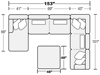Titan - Sectional With Comfort Coil Seating, Cocktail Ottoman And Accent Pillows Included