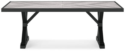 Beachcroft - Rectangular Dining Table With Umbrella Option - Black / Light Gray