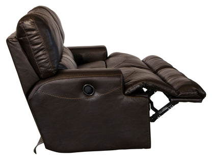 Wembley - Italian Leather Match Lay Flat Reclining Sofa - Chocolate