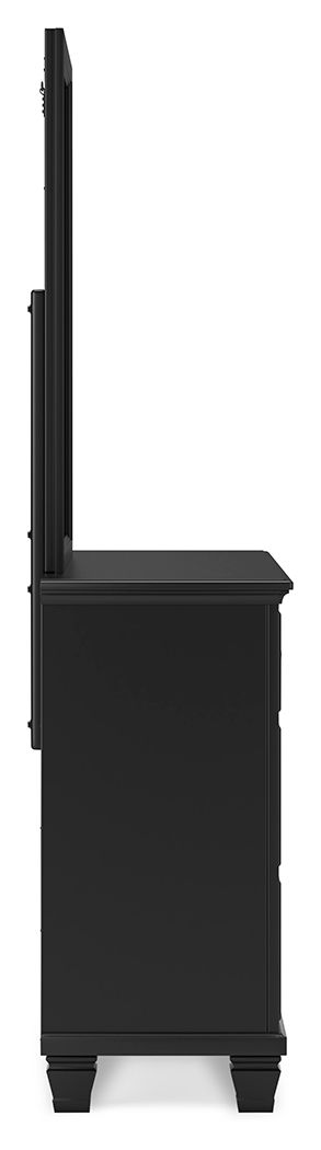 Lanolee - Dresser And Mirror - Black