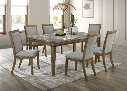 D076 - Rectangular Dining Table - Dark Dray Brush / Graystone Marble