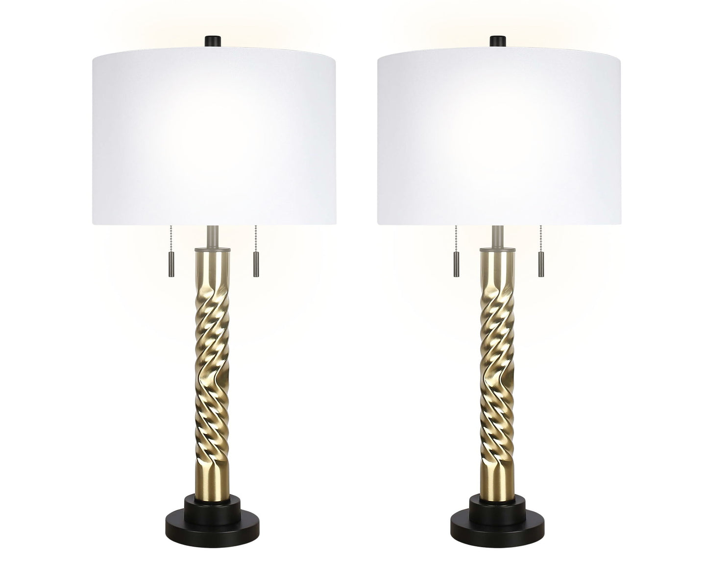 "Twist Elegance" Metal Table Lamp (Set of 2) - Matte Black / Soft Gold
