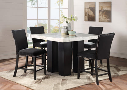 D130 - Faux Marble Counter Table - White / Black
