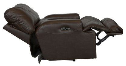 Wembley - Italian Leather Match Power Lay Flat Recliner With Power Adjustable Headrest - Chocolate