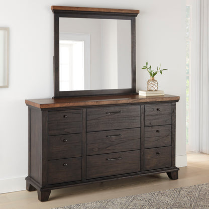 Bear Creek - Dresser And Mirror - Dark Brown