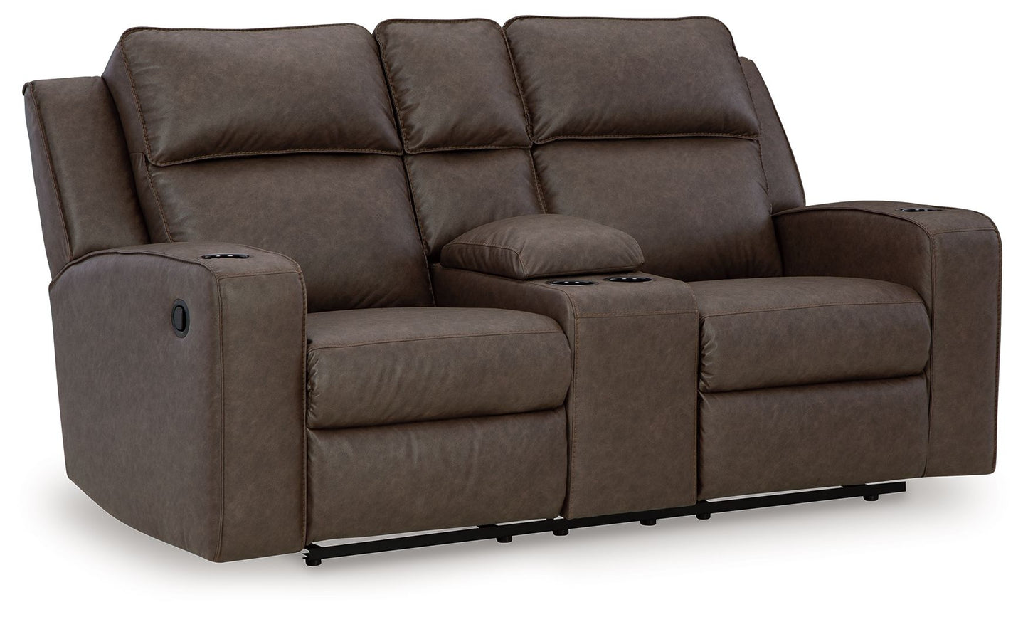 Lavenhorne - Dbl Rec Loveseat W/Console - Granite