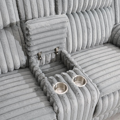 U113 - Corduroy Motion Loveseat - Gray
