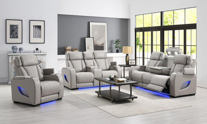 U71 - Power Reclining Sofa With Power Headrest, Reading Light, Massage, Heat, Ambient Lighting - Gray