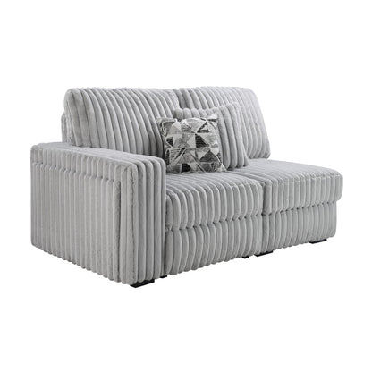 U260 - Corduroy Power Reclining 4 Piece Sectional With 2 Wireless Charger - Gray