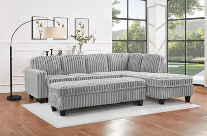 U321 - Corduroy Ottoman - Gray