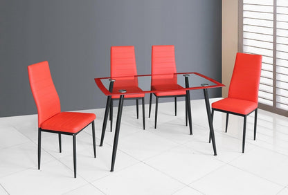 D341 - 5 Piece Dining Room Set (Table, 4 Chairs) - Red
