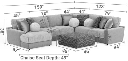 Canyon - 4 Piece Sectional With Cuddler Seat Cushions, Included Accent Pillows And Cocktail Ottoman (Left Side Facing Chaise) - Umber