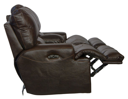 Wembley - Italian Leather Power Lay Flat Reclining Console Loveseat With Power Adjustable Headrest - Chocolate