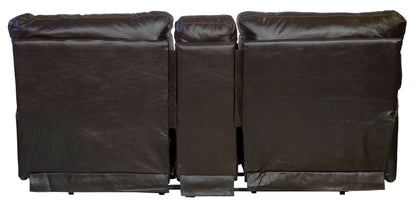 Wembley - Italian Leather Match Power Lay Flat Reclining Console Loveseat With Power Adjustable Headrest & Lumbar - Chocolate