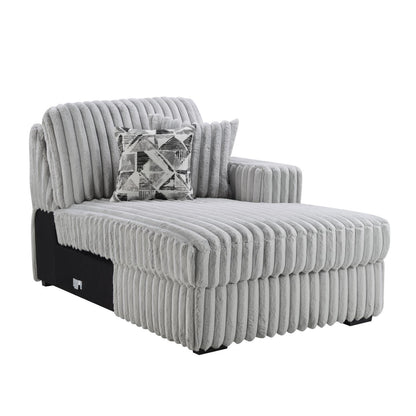 U260 - Corduroy Power Reclining 4 Piece Sectional With 2 Wireless Charger - Gray