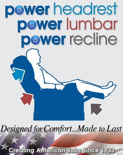 Tranquility - Power Headrest Power Lay Flat Reclining With CR3 Heat / Massage / Lumbar - Pewter