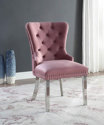 D2082 - Velvet Dining Side Chair With Chrome Legs (Set of 2)
