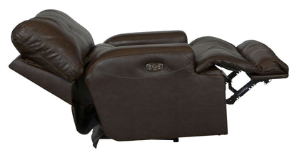 Wembley - Italian Leather Match Power Lay Flat Recliner With Power Adjustable Headrest & Lumbar - Chocolate