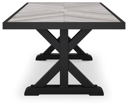 Beachcroft - Rectangular Dining Table With Umbrella Option - Black / Light Gray