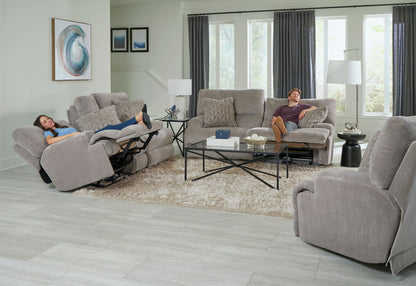 Renaldo - Power Console Loveseat With Zero Gravity Recline - Stone