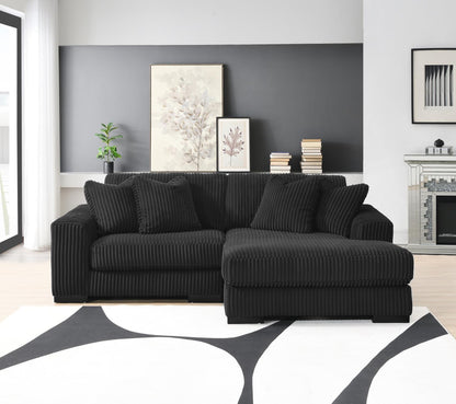 U242 - 7 Piece Setional With Right Chaise (1 RAF Chaise + 3 Armless Chair + 1 LAF + 1 Wedge + 1 Console) - Without Ottoman - Black