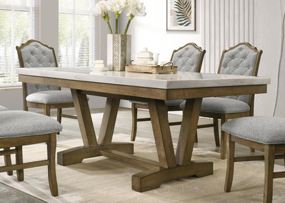 D074 - Rectangular Dining Table - Dark Dry Brush / Bianco Crown Marble