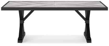 Beachcroft - Rectangular Dining Table With Umbrella Option - Black / Light Gray