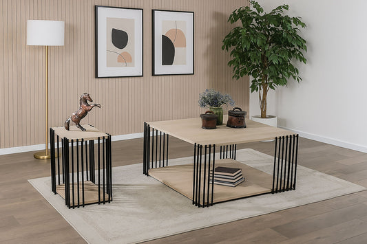 Vertex - Rectangular 3 Piece Occasional Set (1 Coffee & 2 End Tables) - Brown / Black