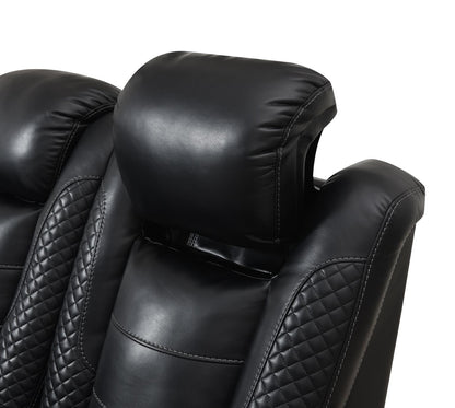 U92 - LED Power Reclining With Power Headrest, Bluetooth Speaker, And Drop Down Table Loveseat - Black
