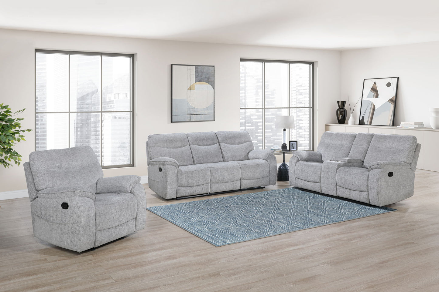 Chablis - Glider Recliner With Heat And Massage - Mist Gray