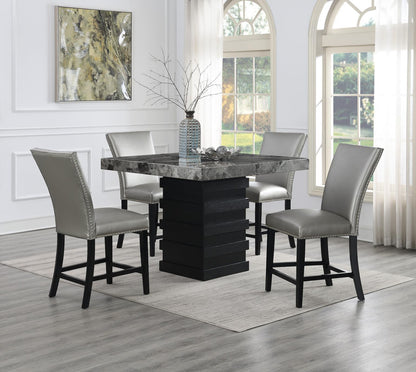 D136 - Faux Marble Counter Table - Gray