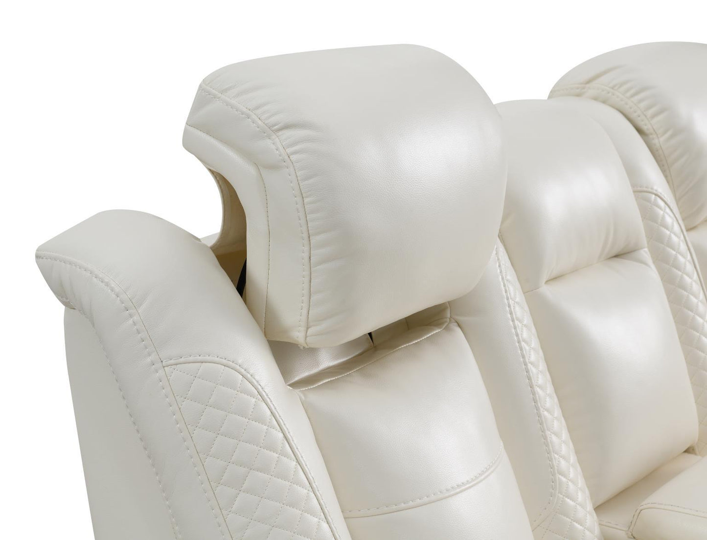 U94 - LED Power Reclining With Power Headrest, Bluetooth Speaker, And Drop Down Table Loveseat - White