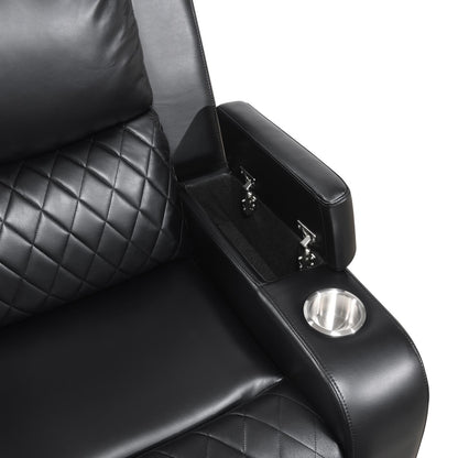 U126 - LED Reclining Loveseat With Bluetooth Speaker - Black