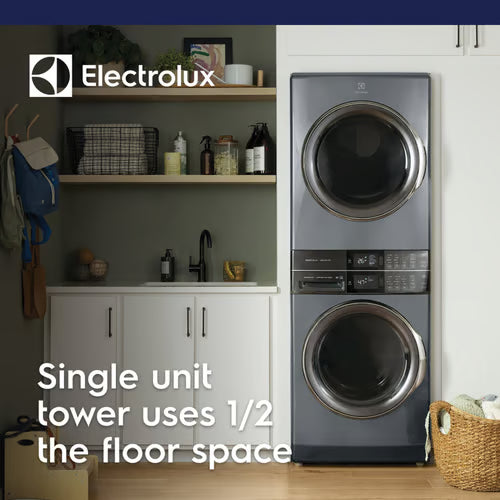 4.4 cu. ft. Stacked Washer and 8.0 cu. ft. Electric Dryer Laundry Tower in White with LuxCare Wash, Energy Star