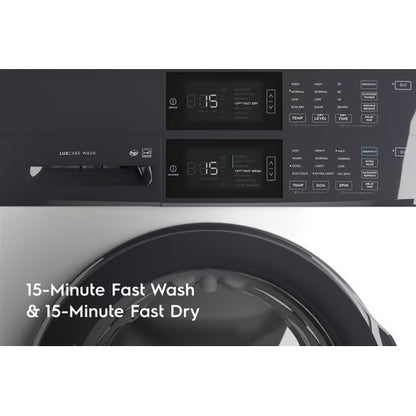 4.4 cu. ft. Stacked Washer and 8.0 cu. ft. Electric Dryer Laundry Tower in White with LuxCare Wash, Energy Star
