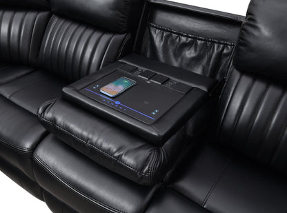 U22 - 3 Piece Power Reclining Sectional With Screen - Black