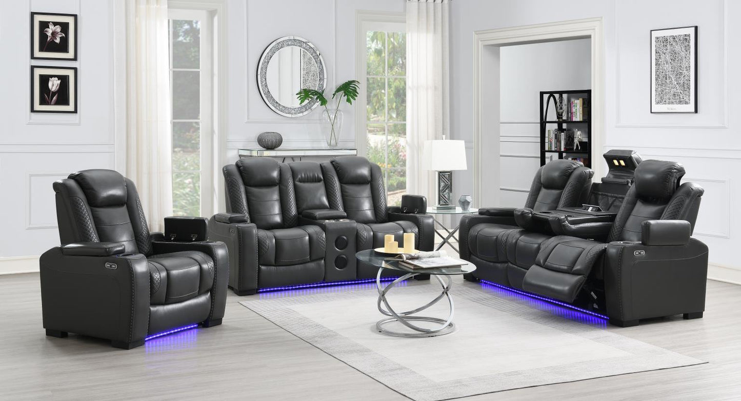 U93 - LED Power Reclining With Power Headrest Chair - Gray
