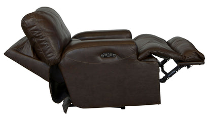 Wembley - Italian Leather Match Power Lay Flat Recliner With Power Adjustable Headrest - Chocolate
