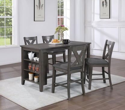 D176 - Pub Table With Wine Rack - Gray