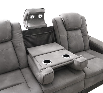 U77 - Power Reclining With Power Headrest, Storage Arms / USB And Wireless Charger Loveseat - Slate