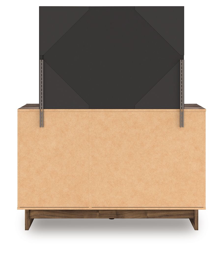 Chirason - 3 Pc. - Twin Panel Bed With Storage, Dresser And Mirror - Brown
