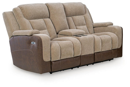 Mixed Motion - Power Reclining Loveseat With Console / Adjustable Headrest - Brownstone