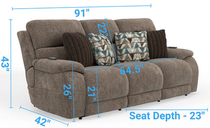 Joya - Power Headrest Power LayFlat Reclining Sofa With CR3 Heat/Massage/Lumbar/ZG