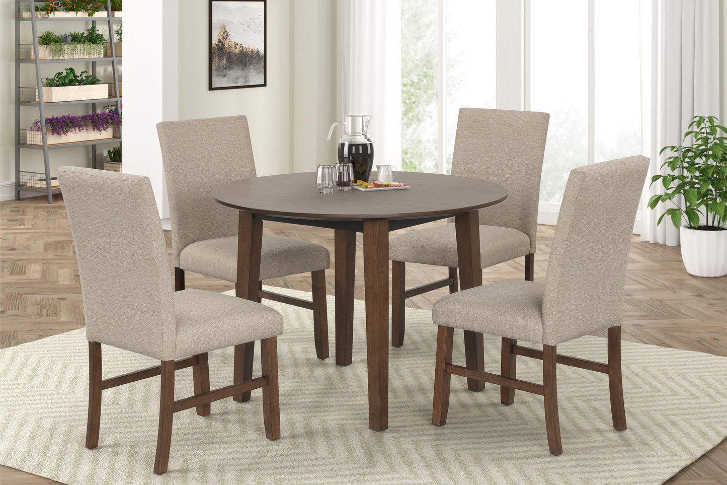 Hargrove - 5 Piece Set (42" Round Counter Table & 4 Chairs) - Brown / Beige