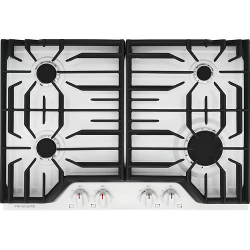 30 in. Gas Cooktop in White with 4-Burner Elements, including Quick Boil and Simmer Burner