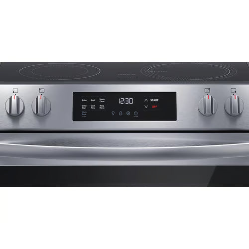 30 in. 5-Burner Element Slide-In Front Control Electric Range with Steam Clean in Stainless Steel